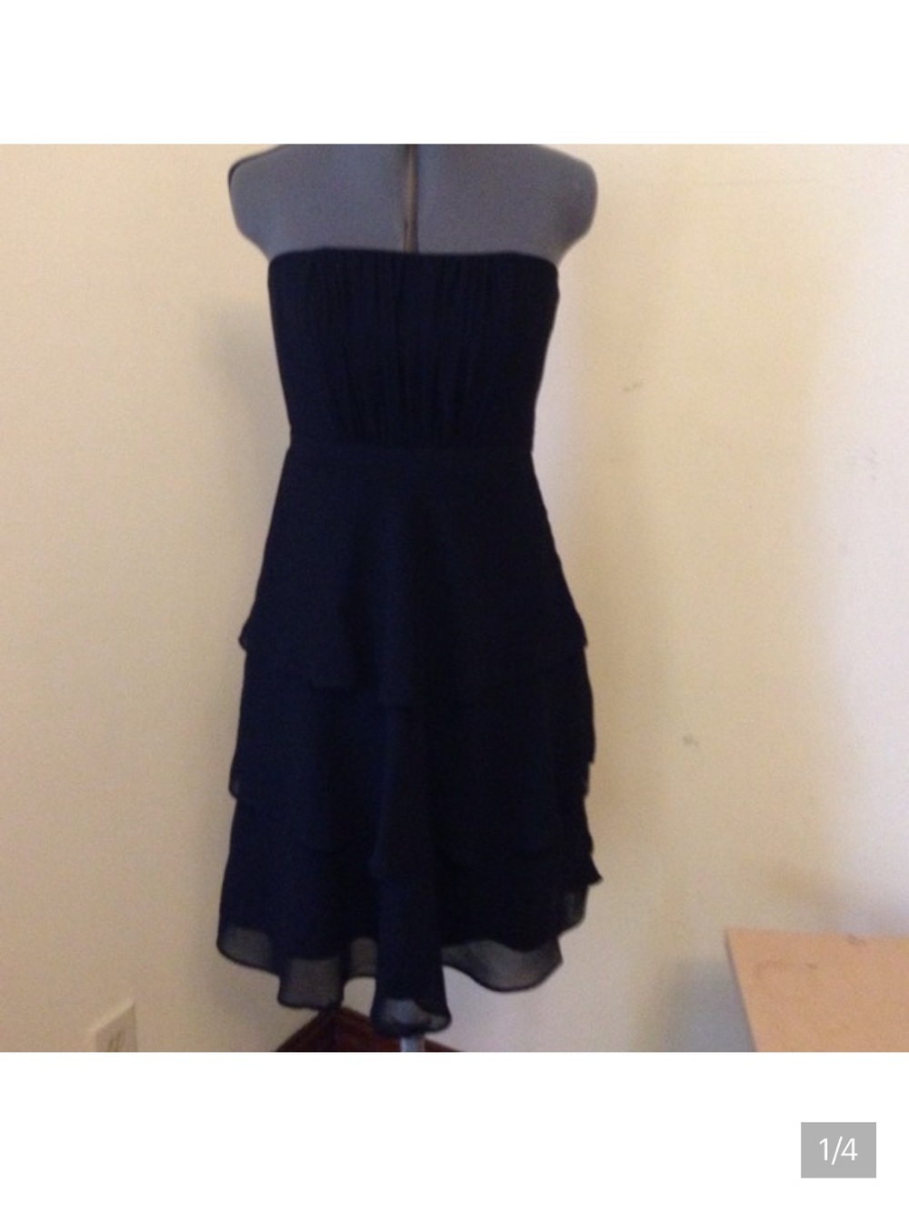 White House Black Market Black Strapless Tiered Cocktail Dress